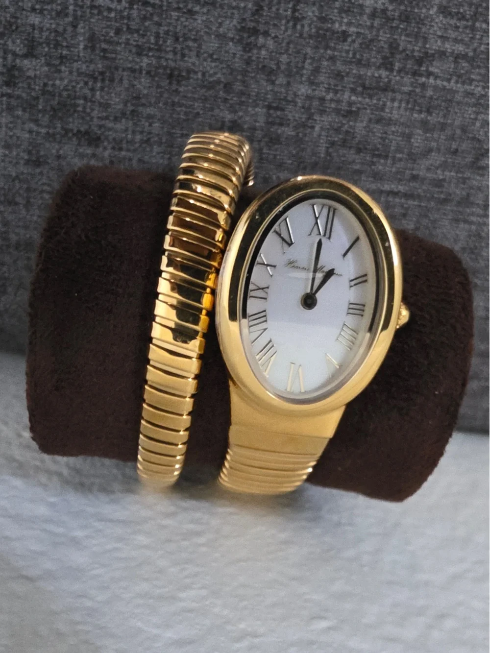 NEW HEAVEN MAYHEM Gold Tone Women's Oval Dress Wrap Watch White Dial With Case